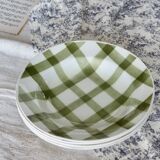 4 vintage earthenware soup plates Moulin Des Loups Nappe green model