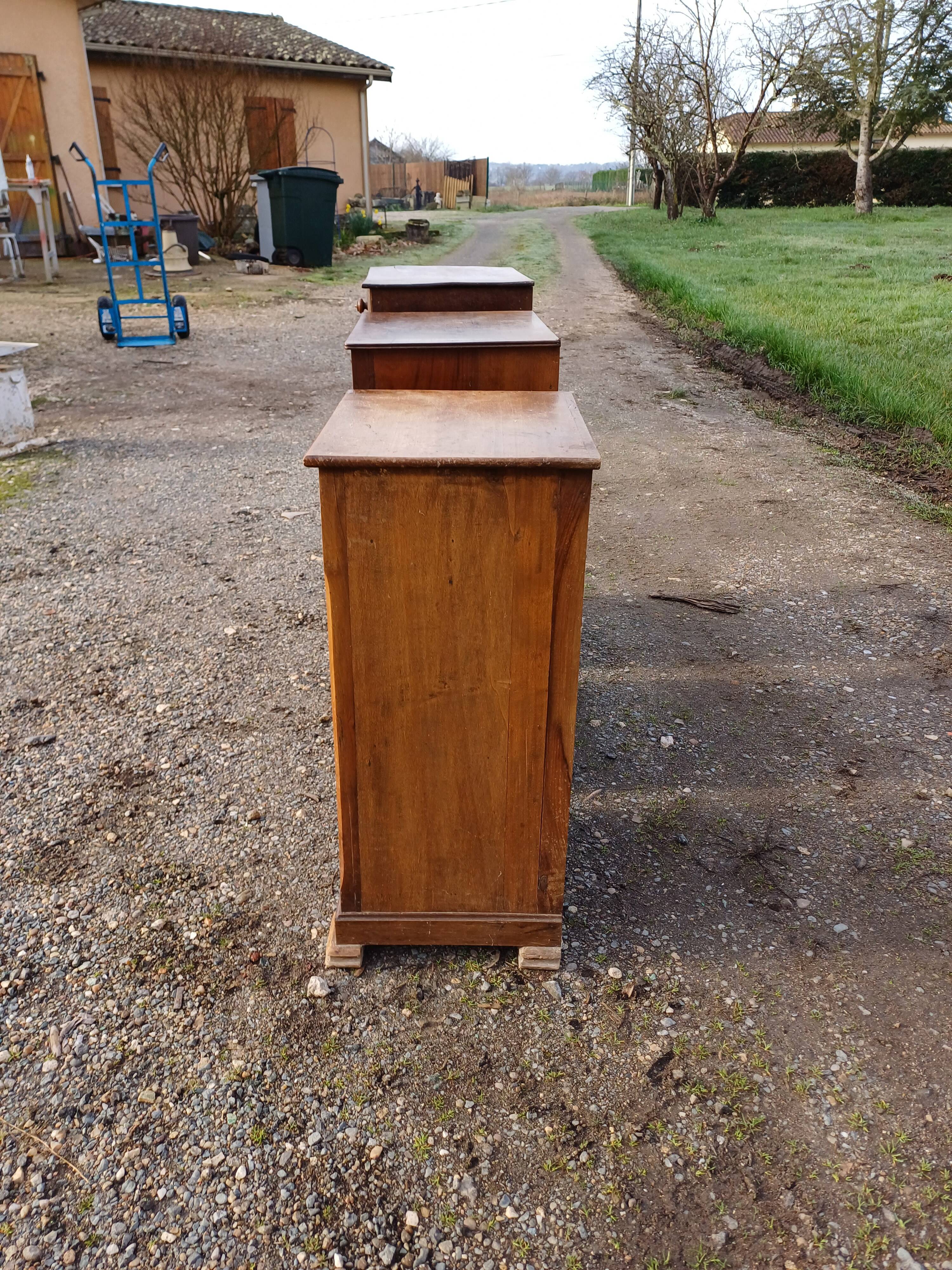 3 Walnut Nightstands 19th