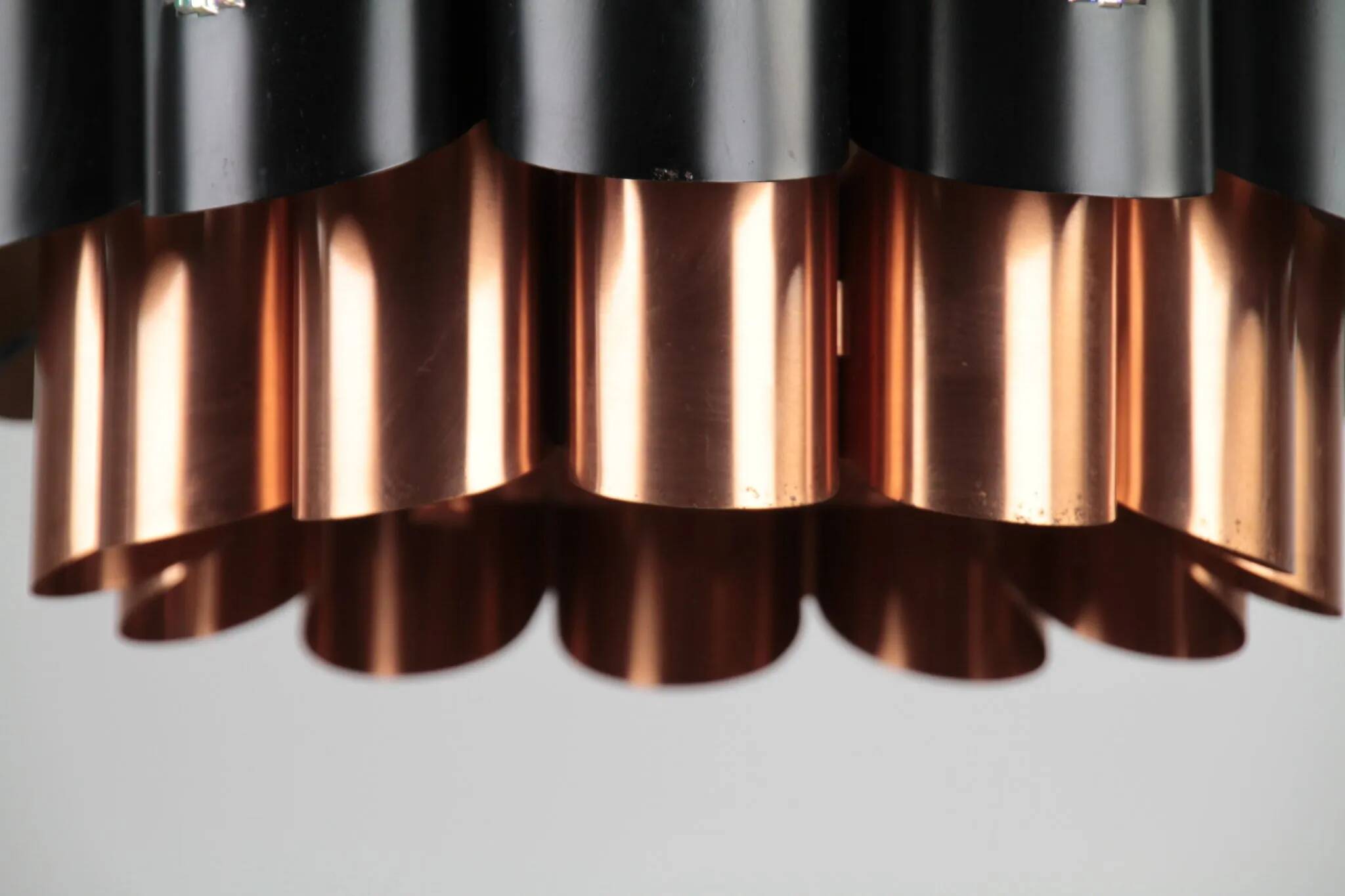 Copper & Black Pendant Lamp by Werner Schou for Coronell Elektro — Denmark, 1960s