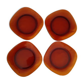 Suite of 4 amber dessert plates