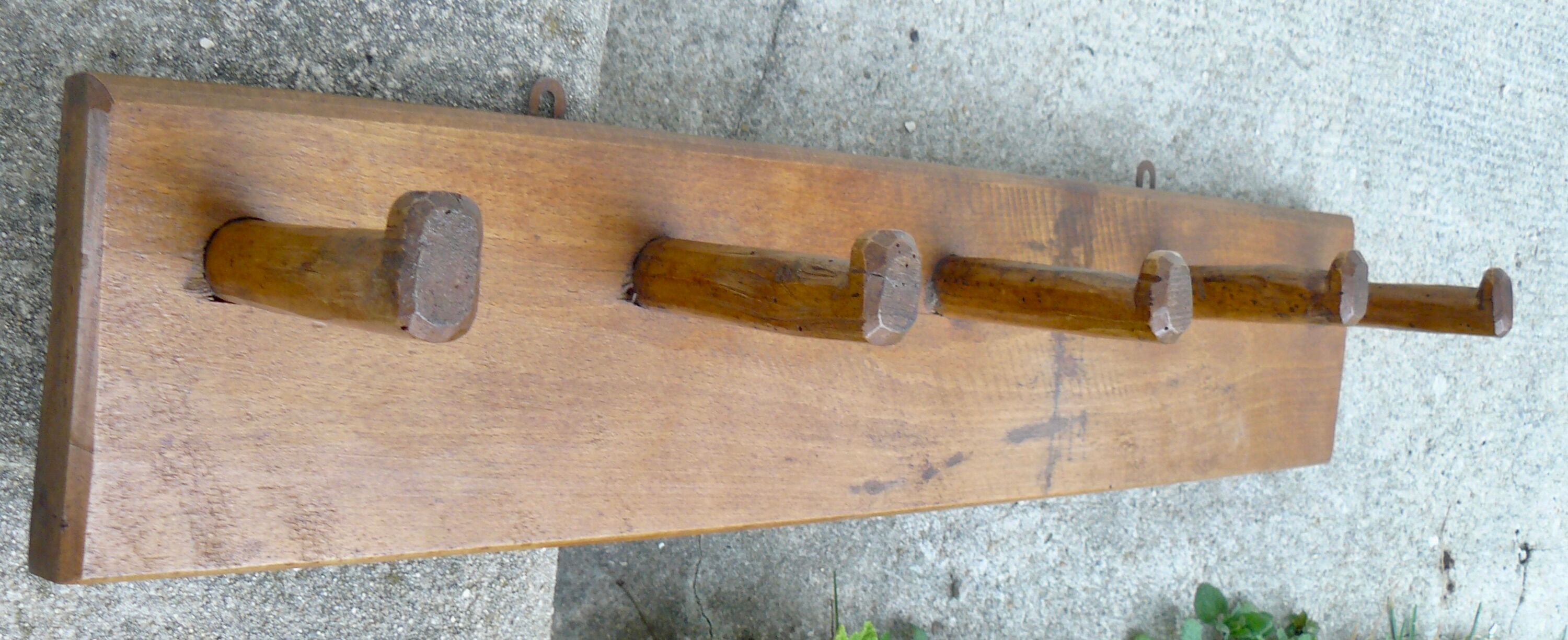 Coat rack brutalist wood folk art