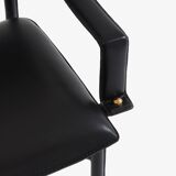 Jacques Adnet black leather brass office chair 1950