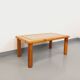 Vintage modernist coffee table in pine and glass from the 70s and 80s.