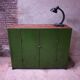 Vintage steel cupboard, shelf cupboard, kitchen island green