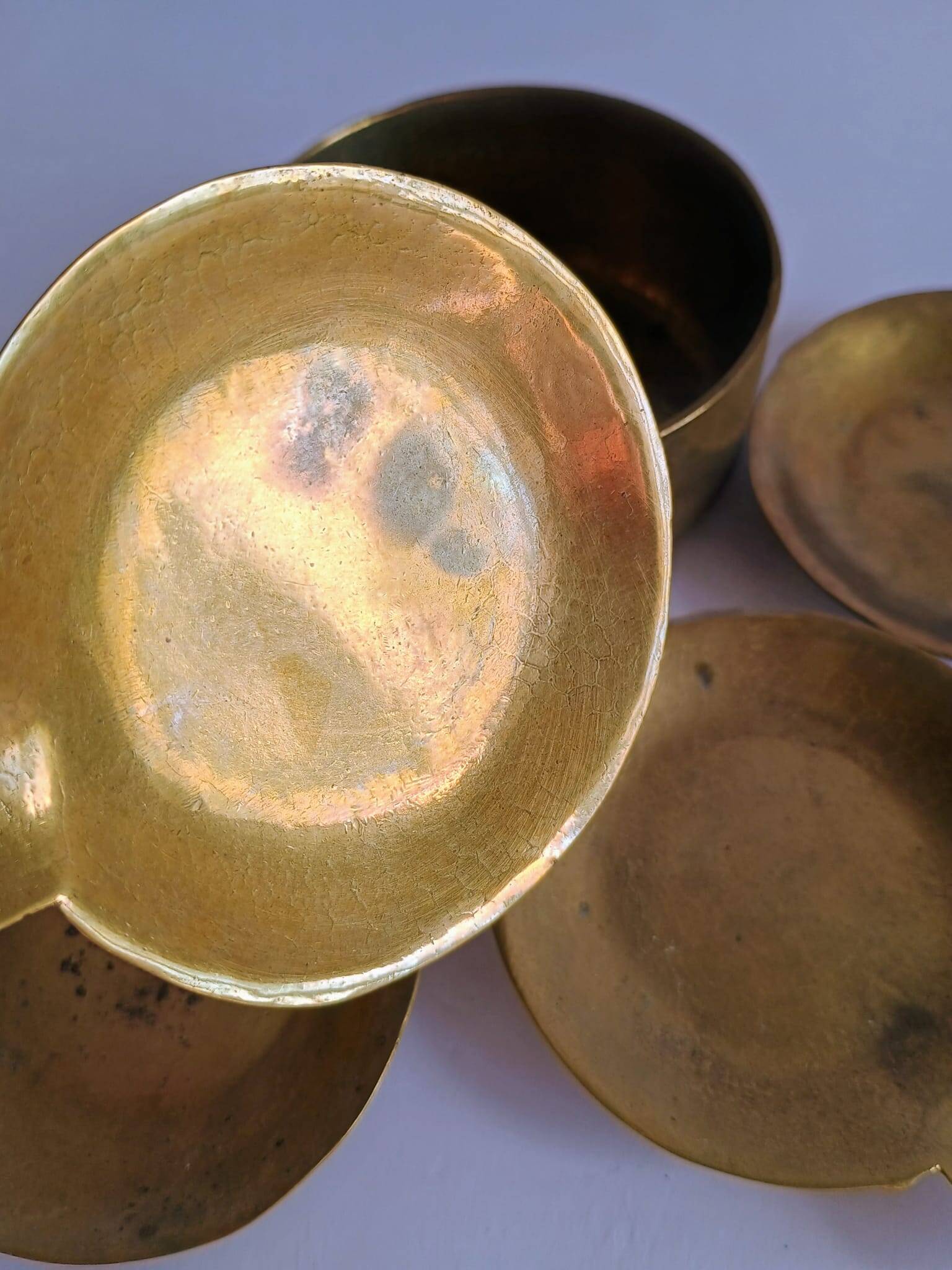 Set of 4 vintage brass nesting ashtrays