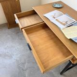 Modernist 50s oak metal desk