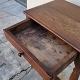 Antique 1900s Solid Oak Rustic Farmhouse Console Side Table