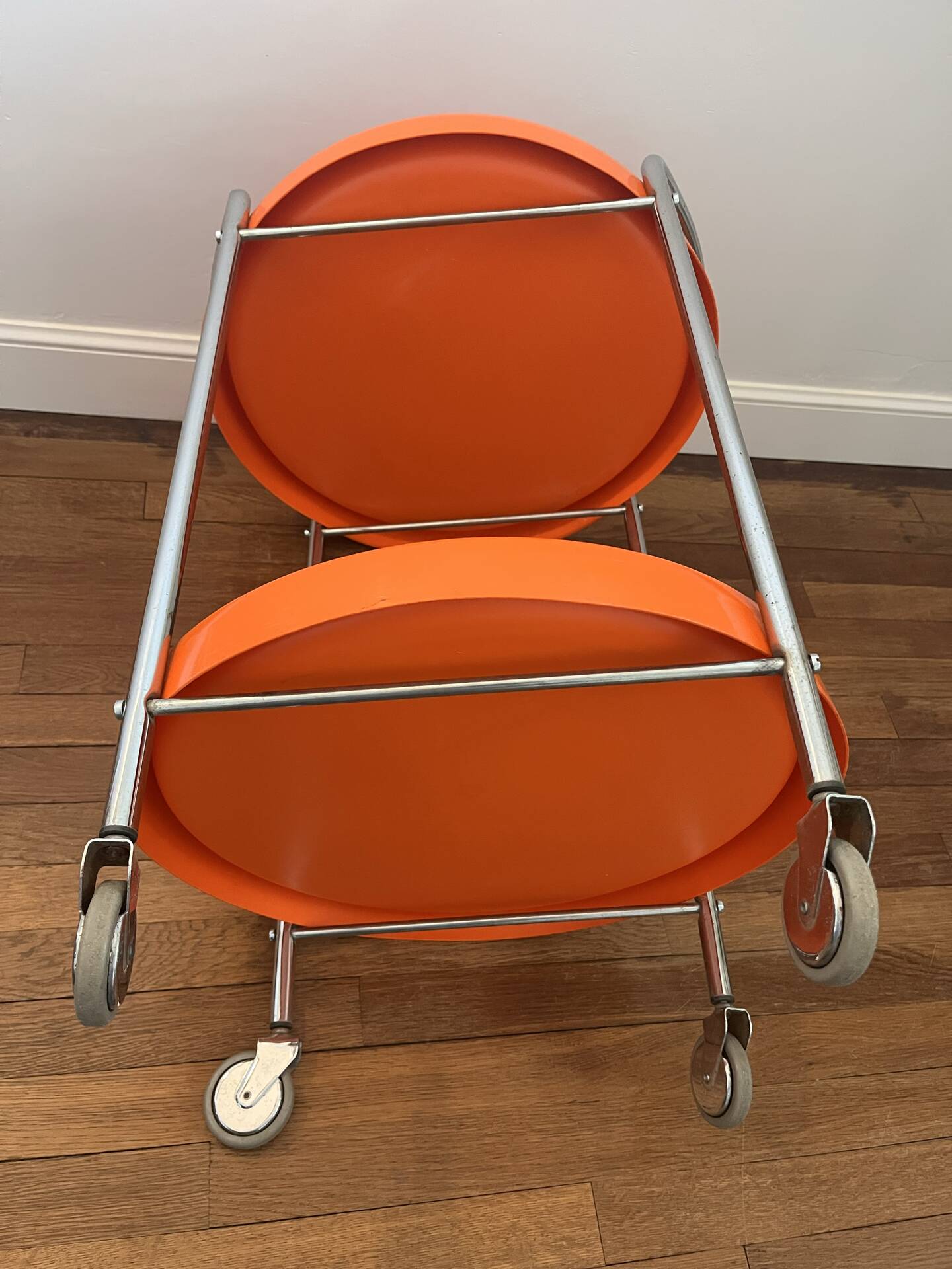 Bat chariot desserte vintage Space Age orange vintage