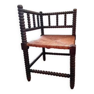 Chaise fauteuil en bois tourné