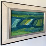 Vintage Painting Abstract Modernist Landscape By Thabe Carlson 1971