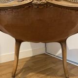 Regency style armchairs in wood and ecru skai