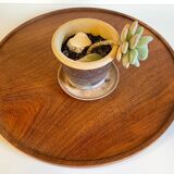 Scandinavian round tray teak vintage