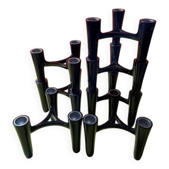 Set of 7 Black Candle Holders Design Koziol Hommage 2005 Germany