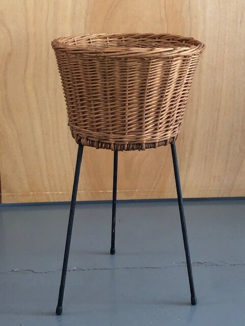 Wicker and wire plant holder