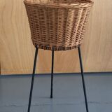 Wicker and wire plant holder