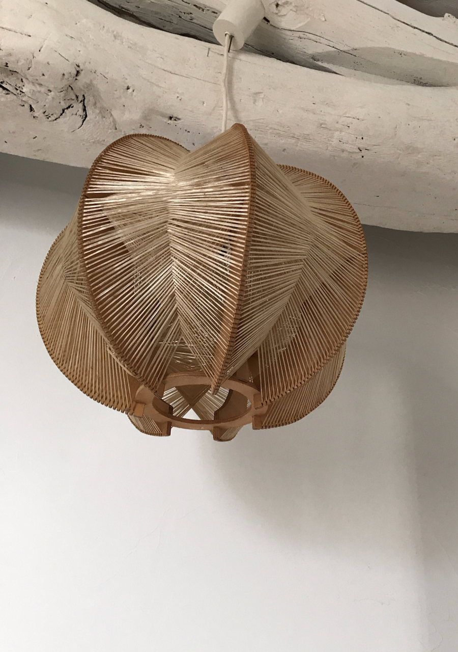 Scandinavian vintage suspension wood and yarn