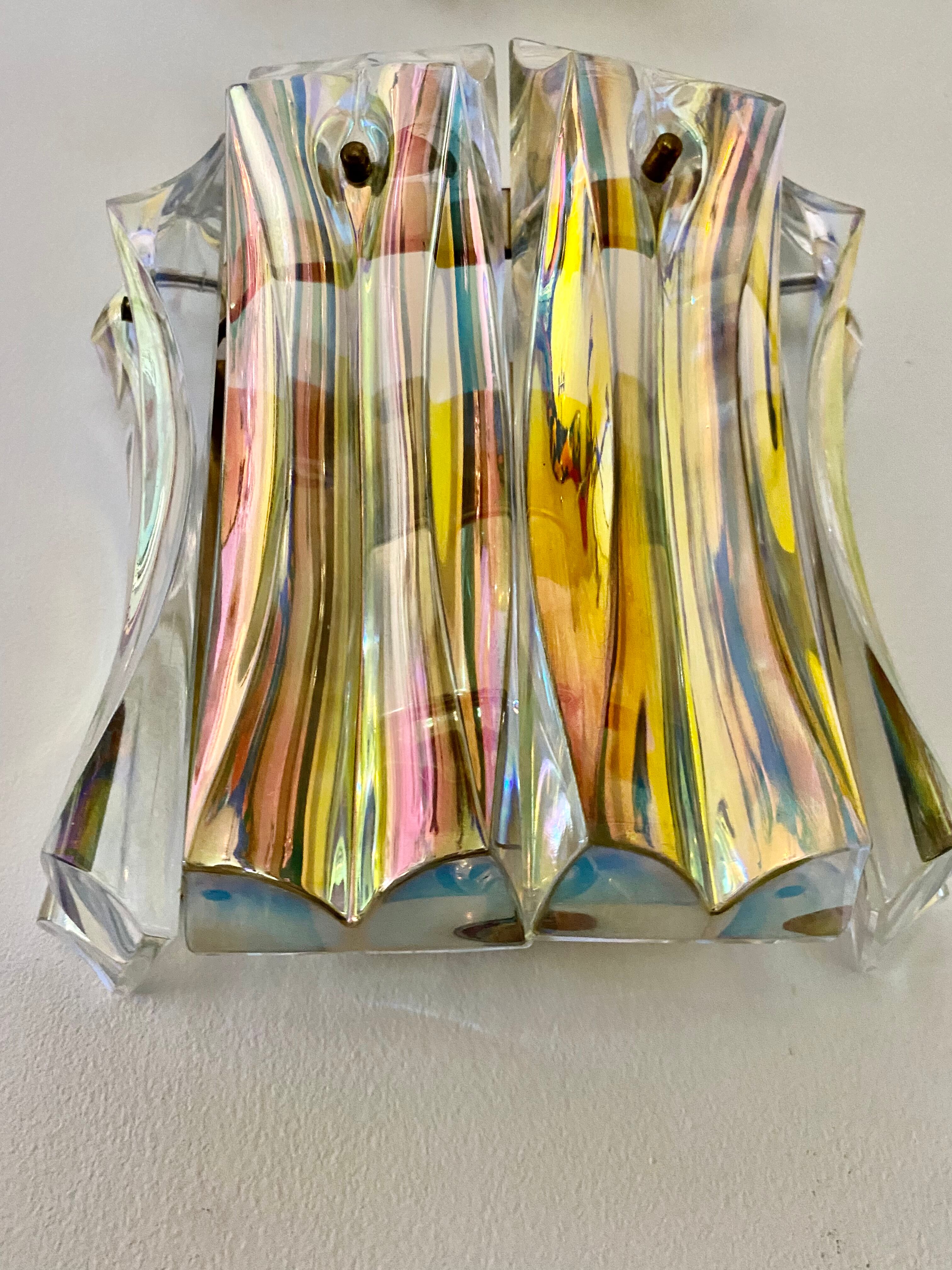 Venini wall lamp in iridescent glass, Italy 1970