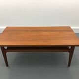 Table basse danoise du milieu du siècle avec rangement de A / S Niels Bach, 1960s