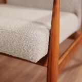 Armchair and ottoman in boucle fabric by H. Lis