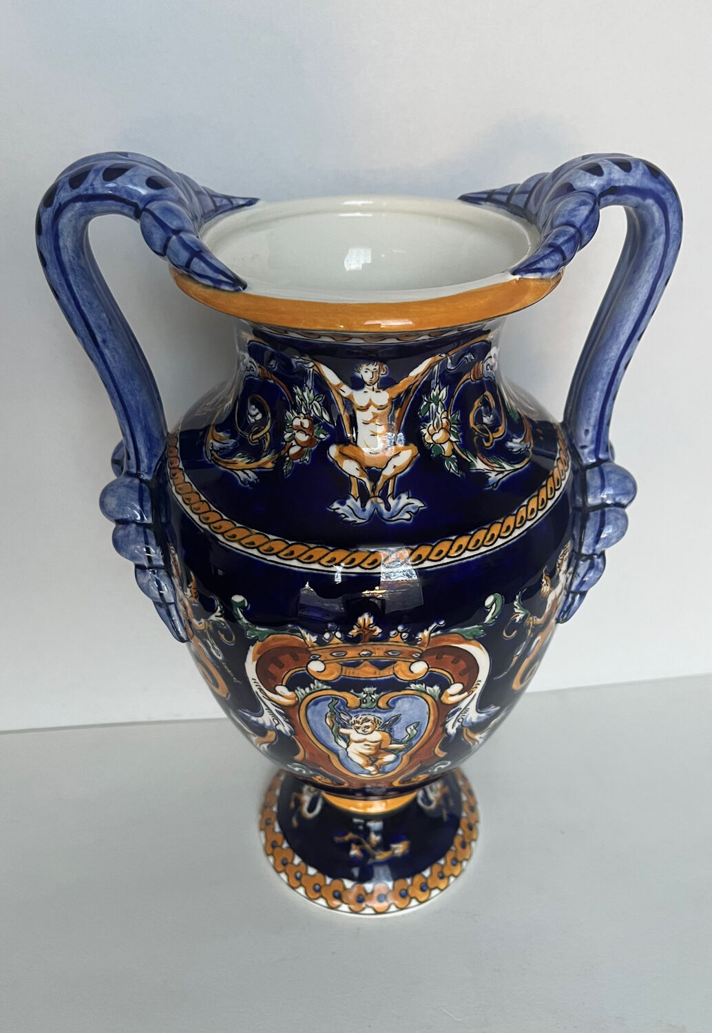 Gien earthenware vase, renaissance model