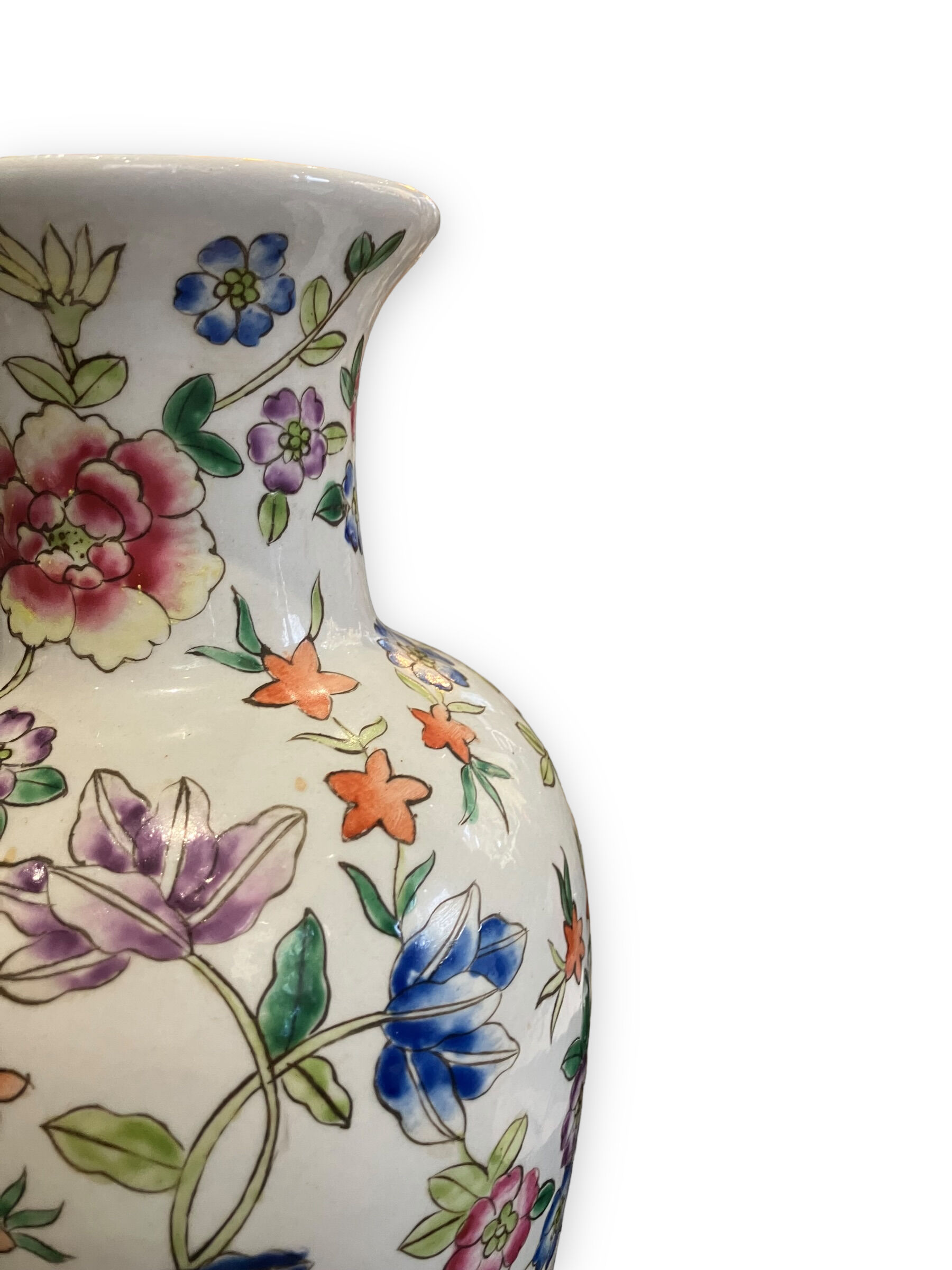 China porcelain vase painted floral decor