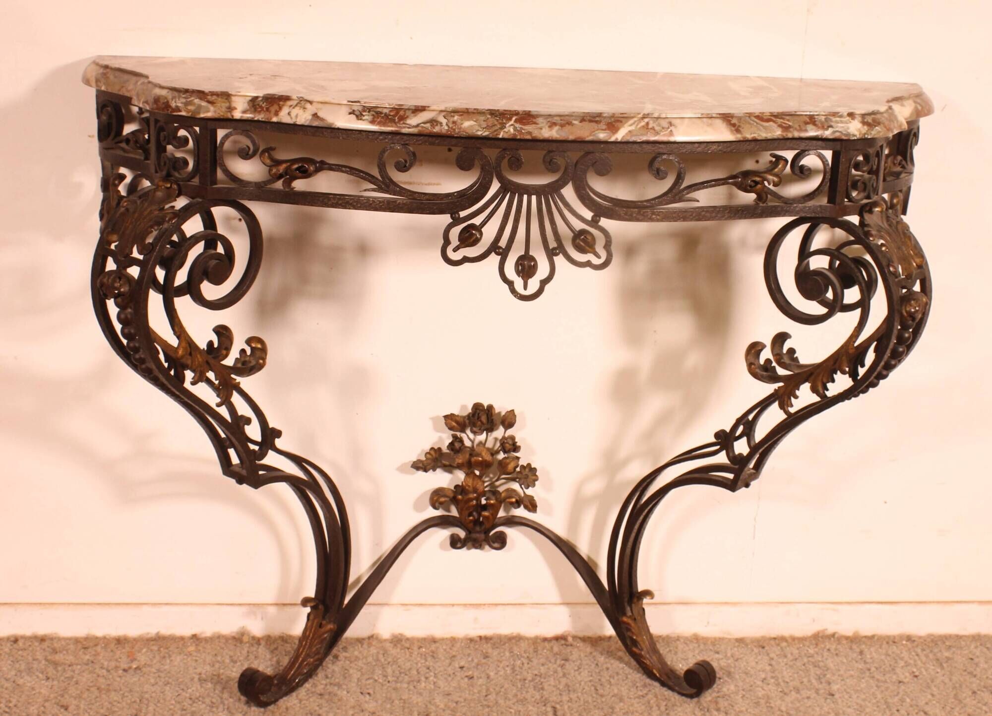 console in wrought iron in Louis XV style - 19th century