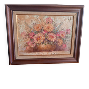 ?Huile sur toile ''Roses'' - couteau