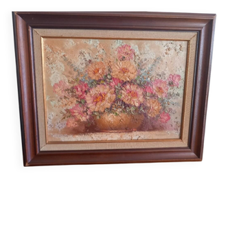 Oil on canvas "Roses" – HELMAN – Vintage Impasto with knife