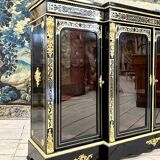 Large Sideboard Or Low Bookcase In Boulle Marquetry, Blackened Wood, Napoleon III Period