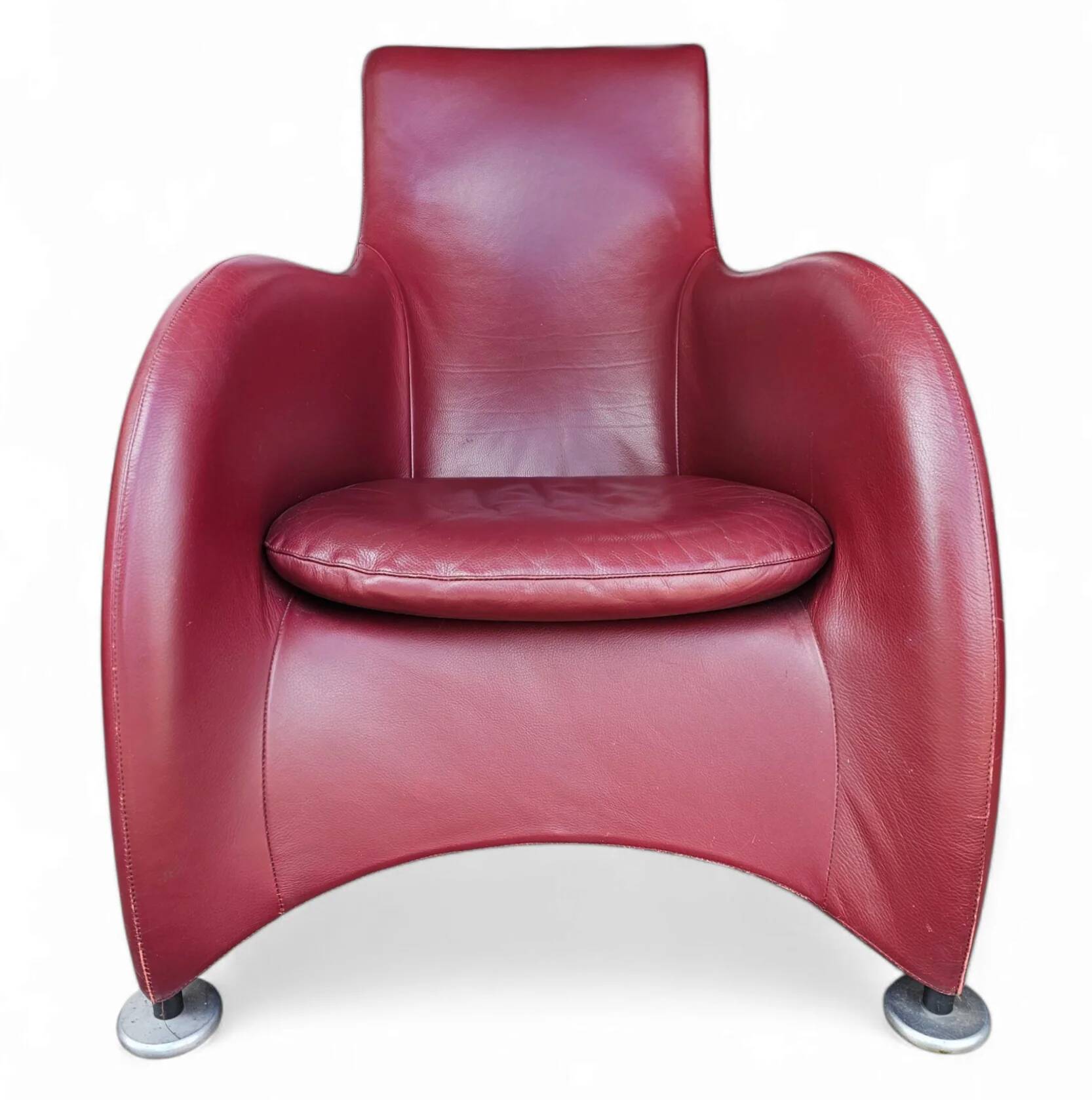 Fauteuil Montis / Gerard van den Berg / années 1990 / Cuir rouge bordeaux