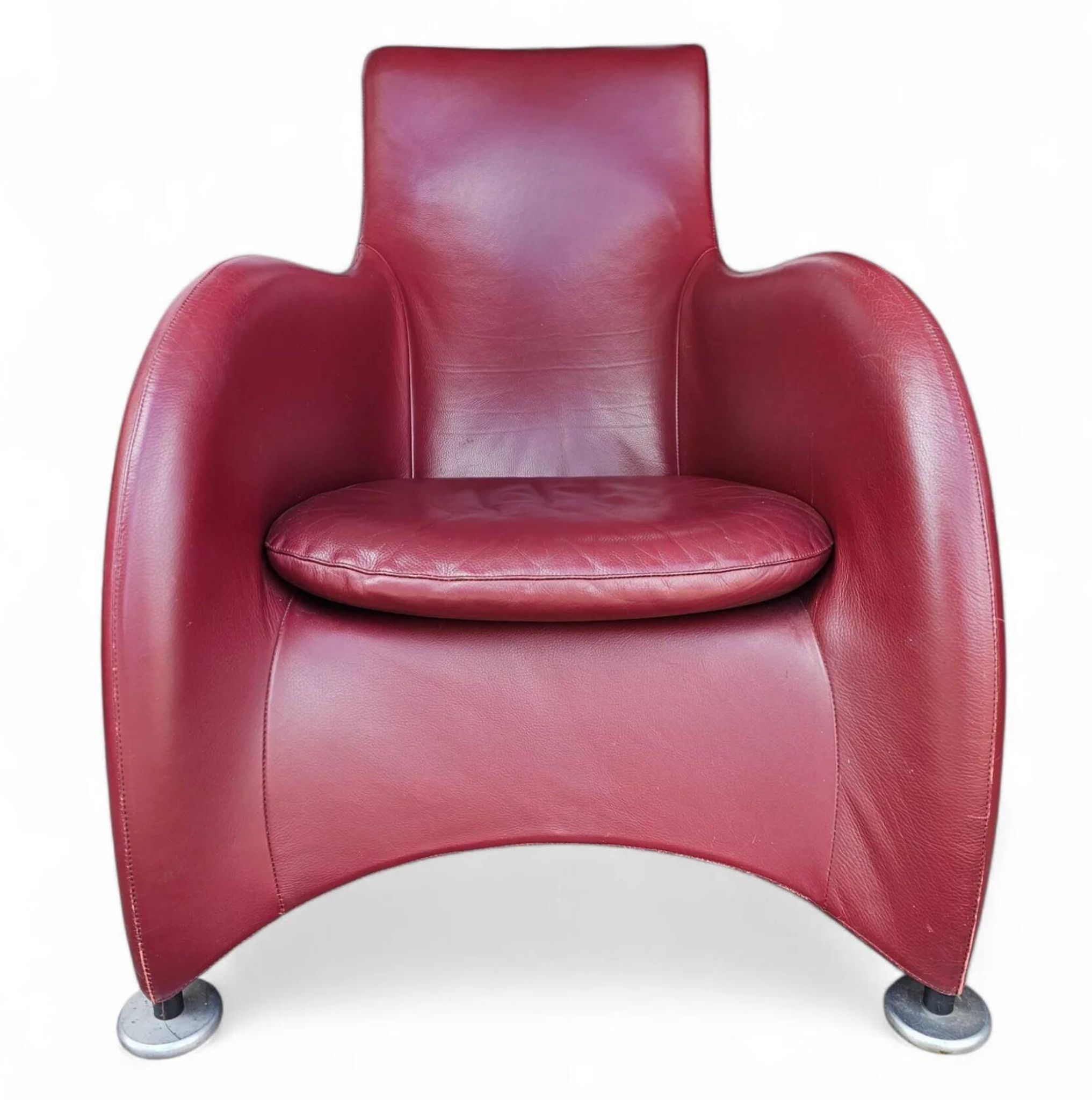 Fauteuil Montis / Gerard van den Berg / années 1990 / Cuir rouge bordeaux