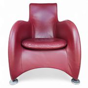 Fauteuil Montis / Gerard van den Berg / années 1990 / Cuir rouge bordeaux
