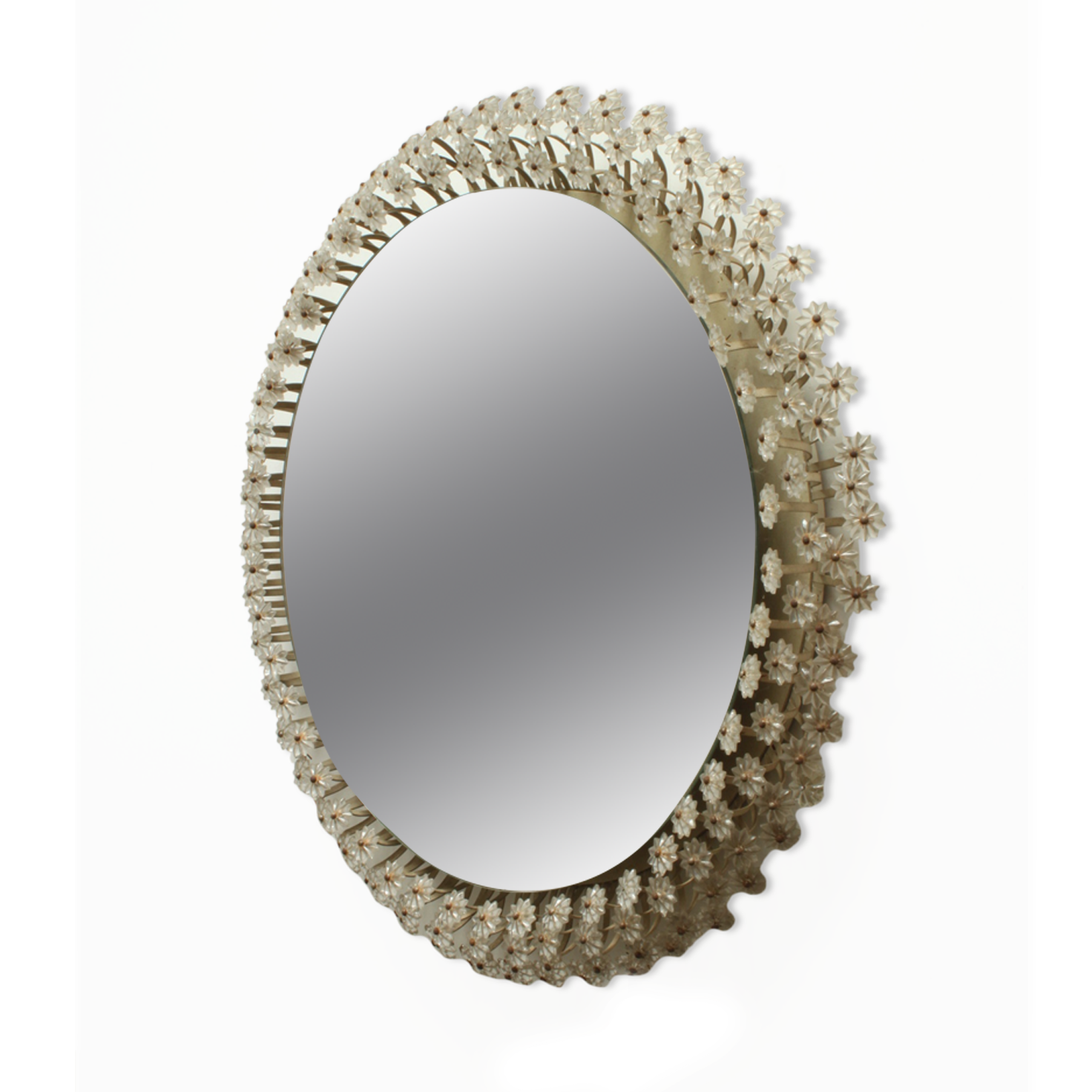 Illuminated flower mirror by Emil Steynar for Rupert Nikoll, Austria 1960s, 68cm.