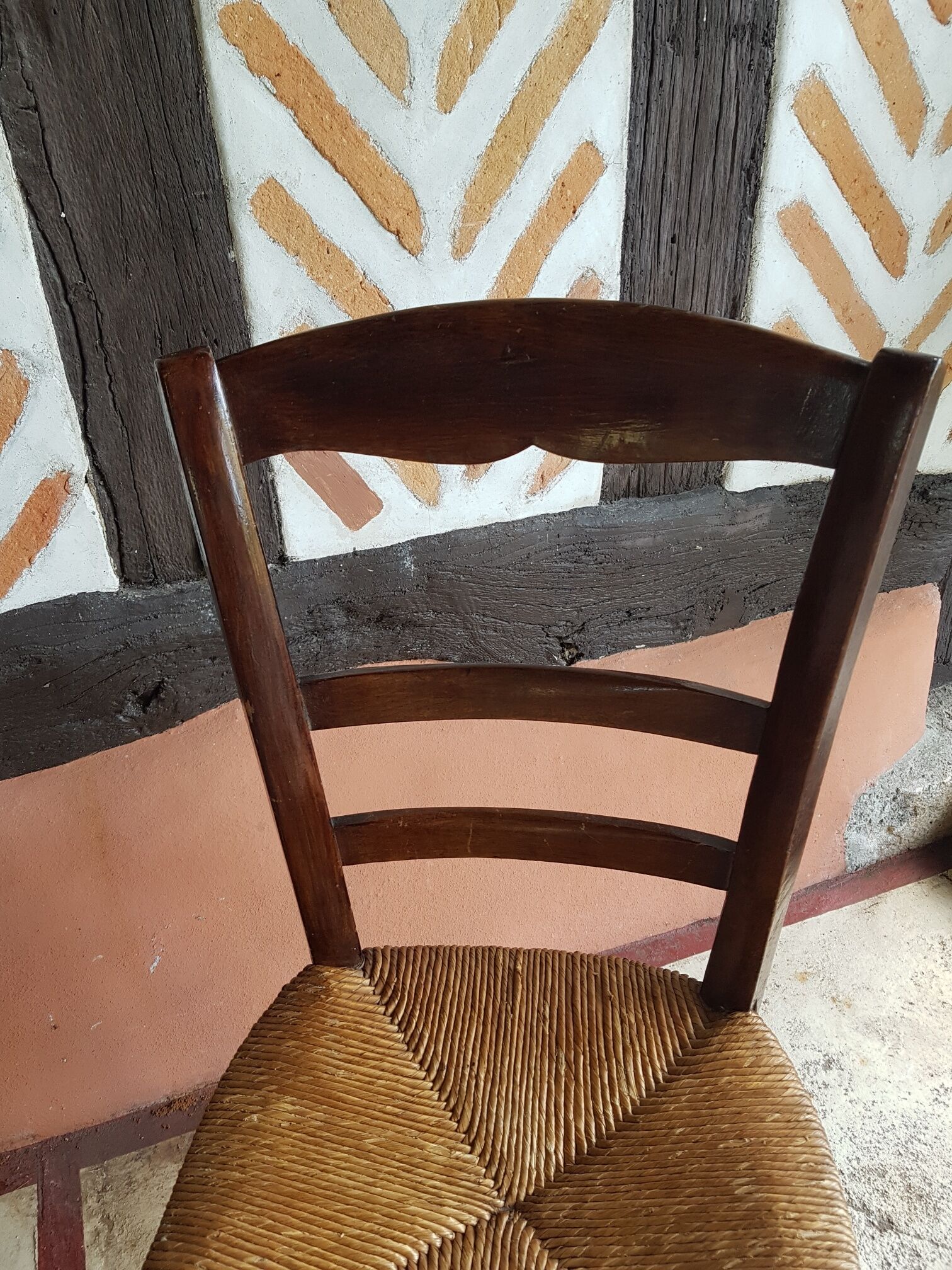 Pair of wooden straw chair 1900