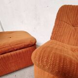 Pair of orange armchairs, 1970