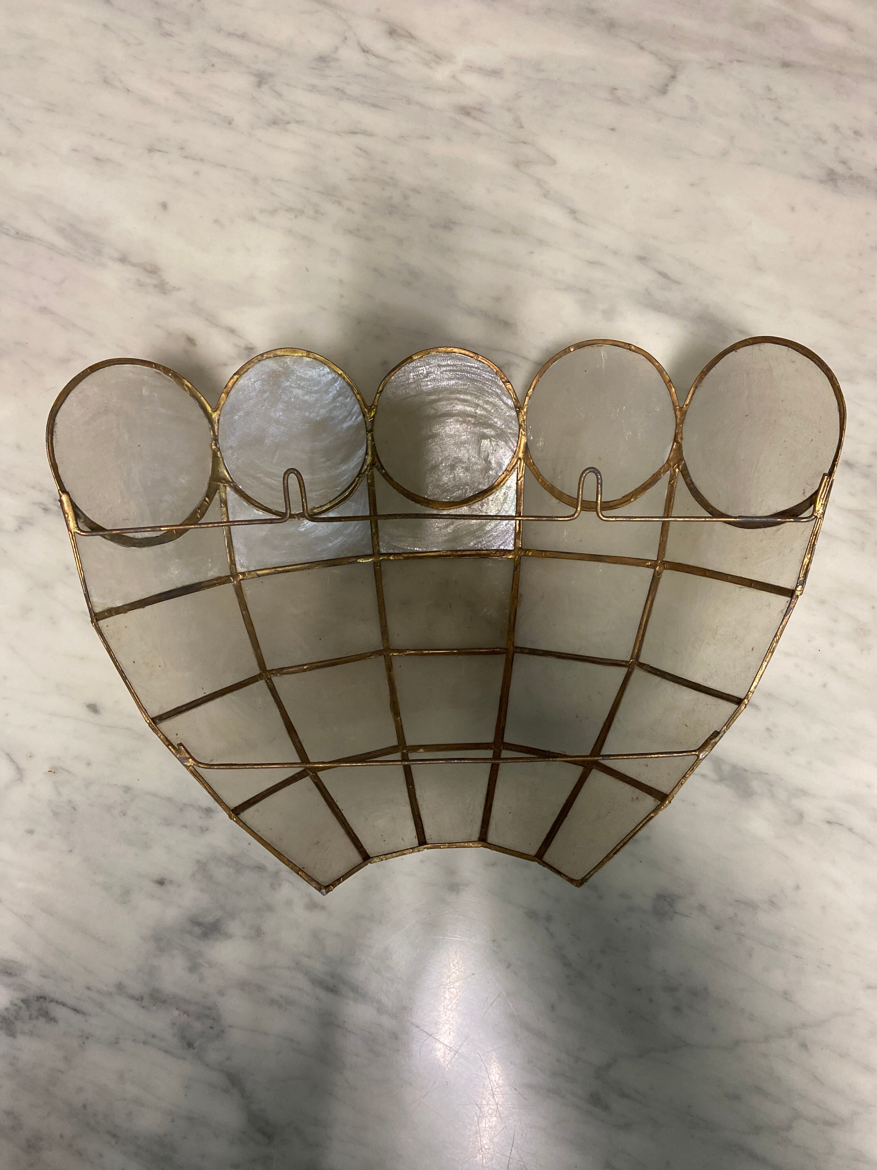 Pair of mother-of-pearl and brass appliques