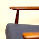 Fauteuil Vintage en Laine Bleu Marine Bois Couleur Noyer