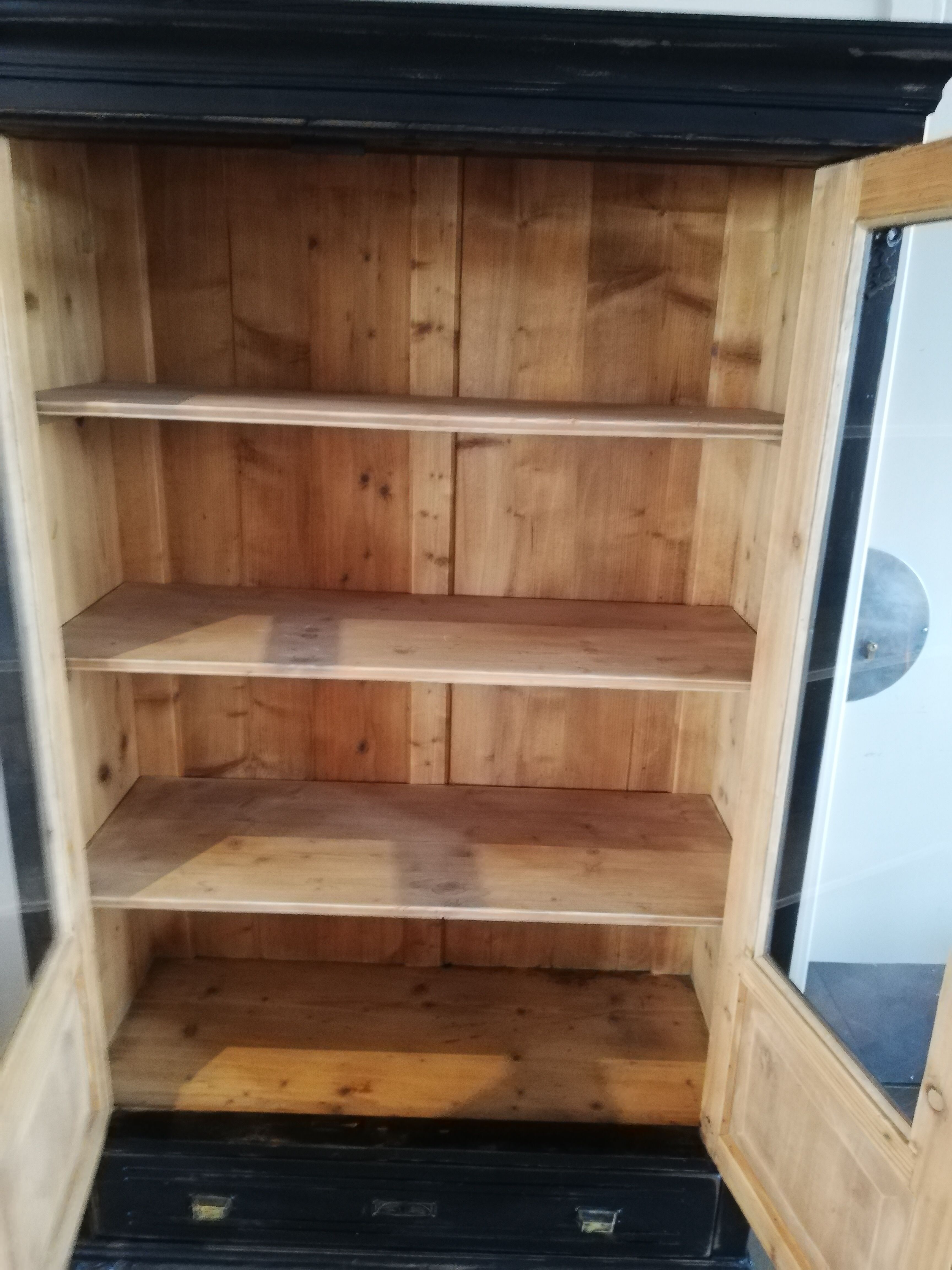 Parisian glazed wardrobe, Vintage painted showcase library