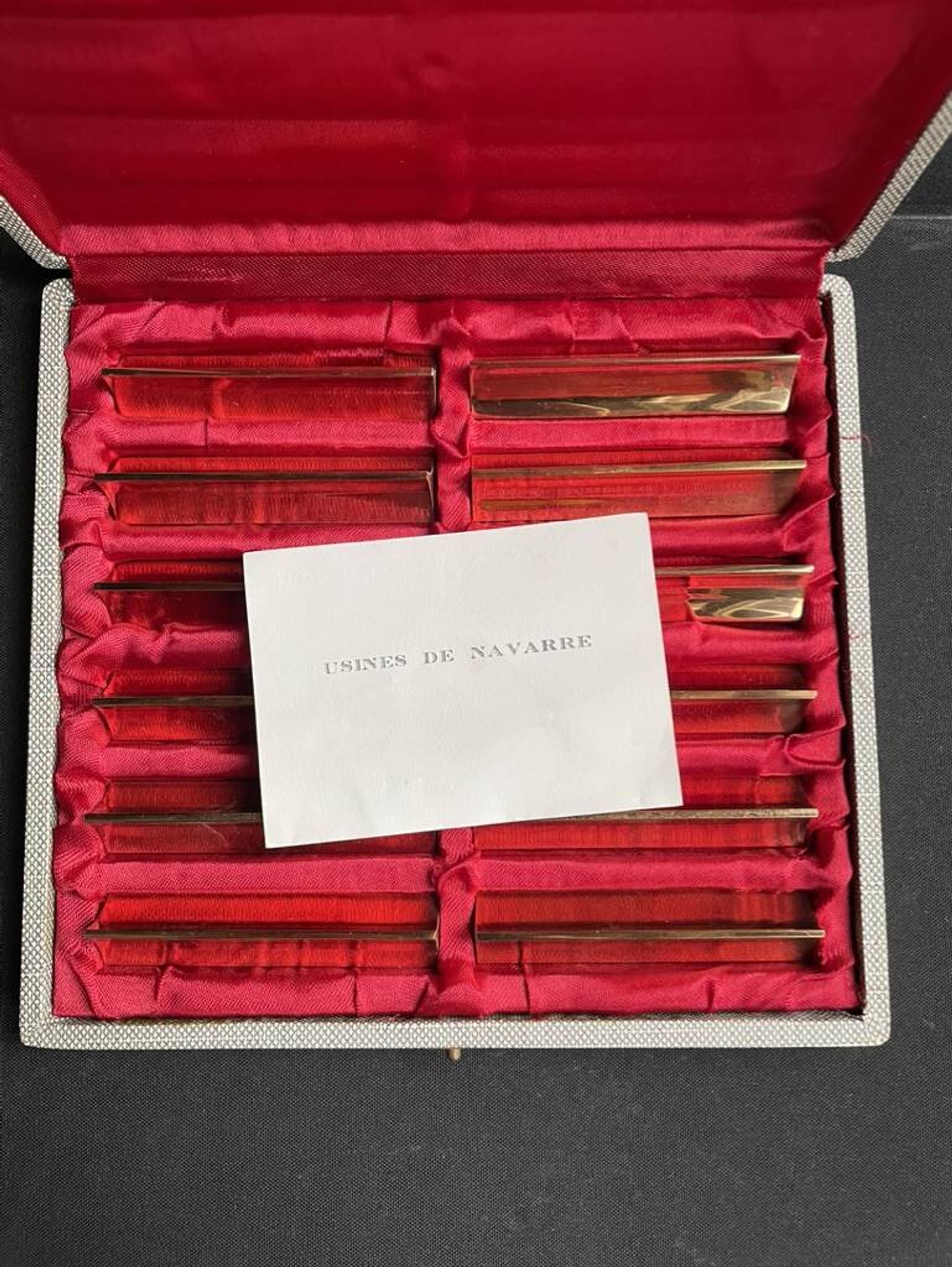 2968 and 2969 – Box of 12 gilded copper knife holders – Navarre factories in Évreux (Eure)