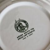6 vintage porcelain Moulin des Loups soup plates with lilac floral pattern