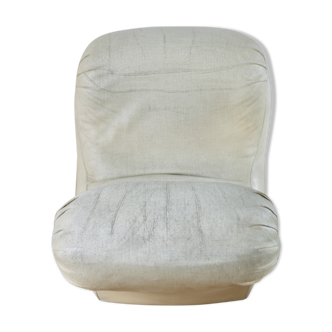 Ivory leather armchair, circa 1960