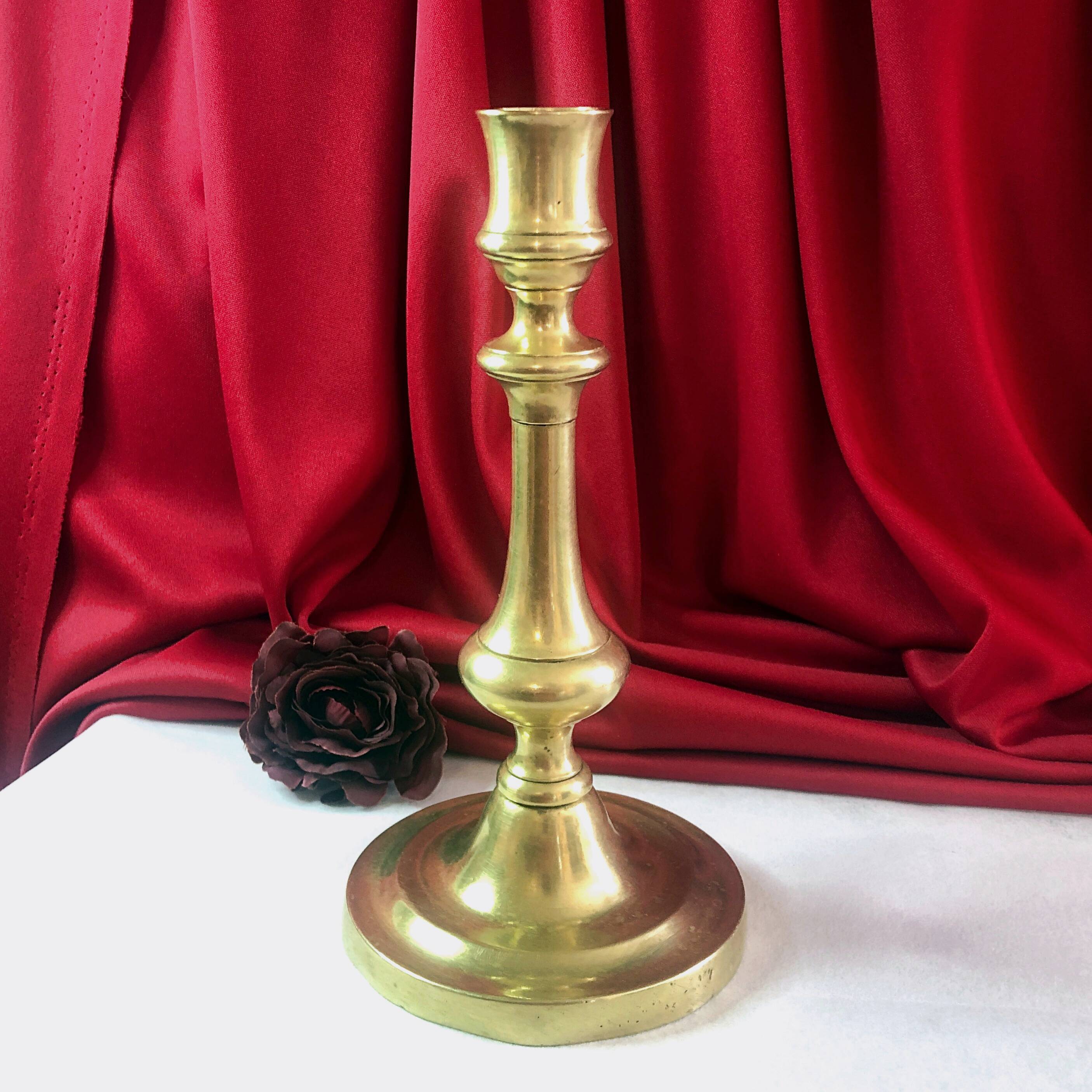 19th century gilded copper torch candle holder