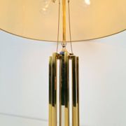 Geometric Brass and Chrome Table Lamp by Willy Daro, France, 1970