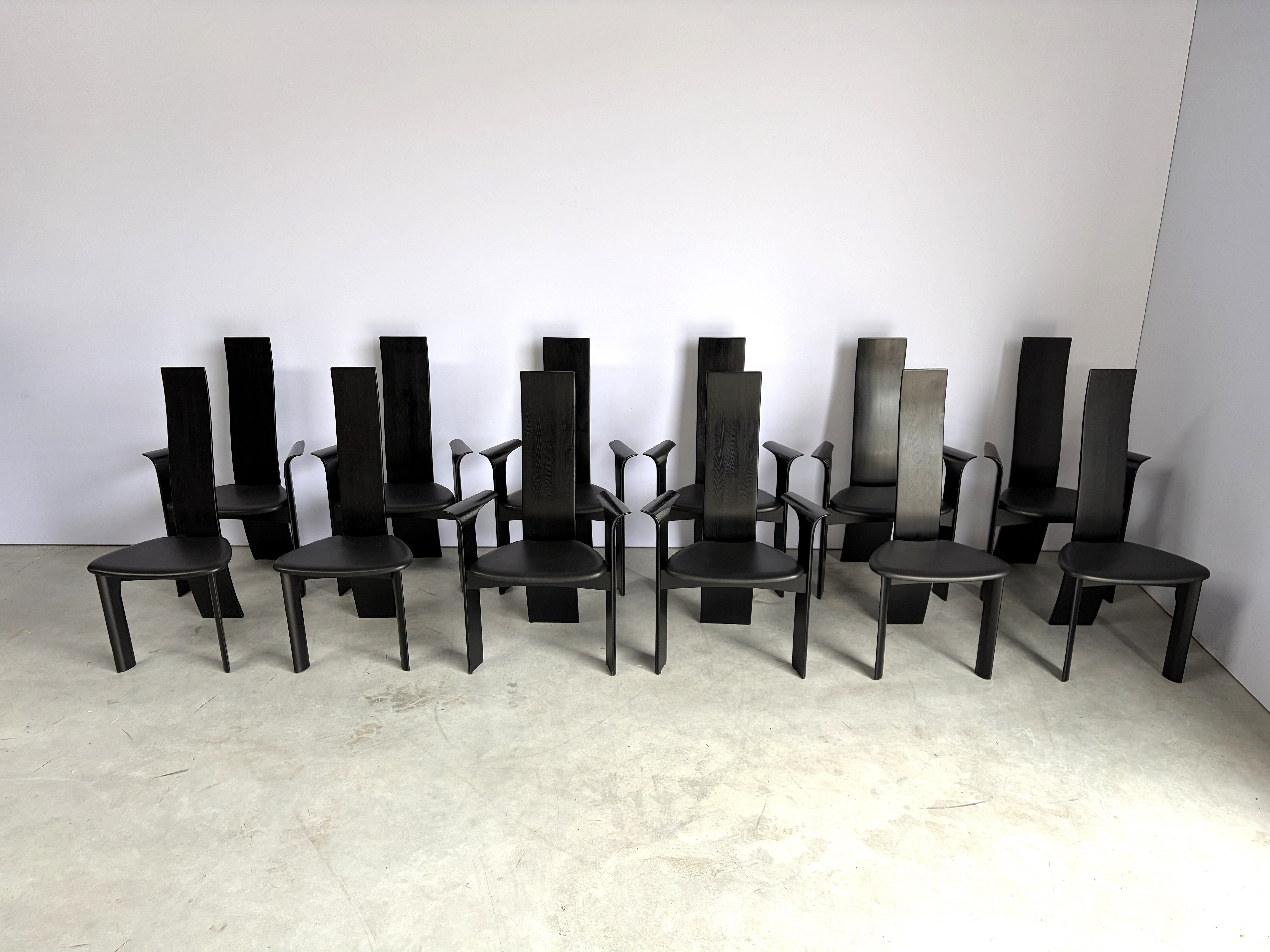 Ensemble de 12 chaises iris par Vandenberghe Pauvers, années 1990.