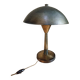 Lampe de table industrielle française des années 1930 – Champignon en fer et bakélite avec douille à baïonnette – 32 cm de diamètre
