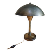 Lampe de table industrielle française des années 1930 – Champignon en fer et bakélite avec douille à baïonnette – 32 cm de diamètre