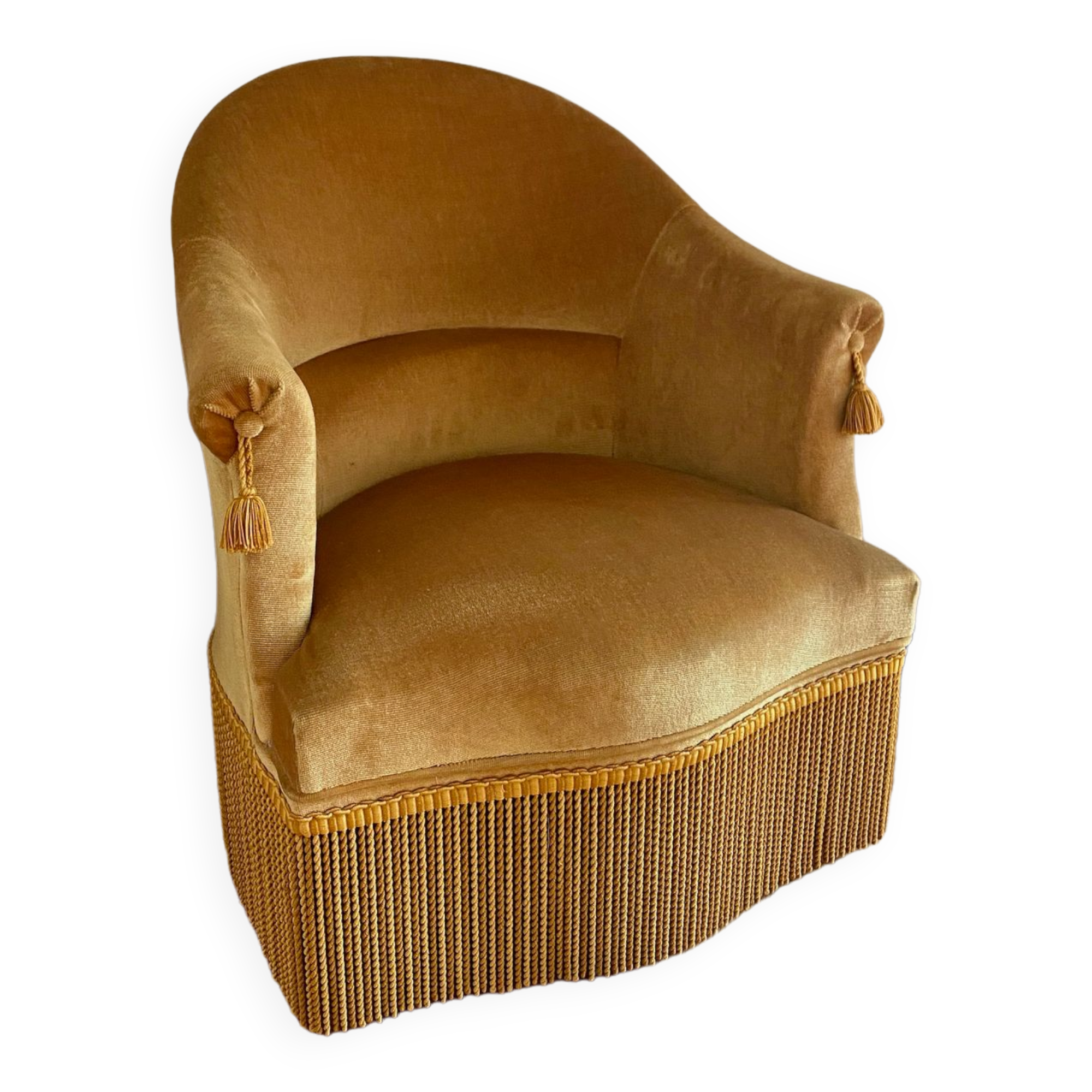 Vintage golden yellow toad armchair