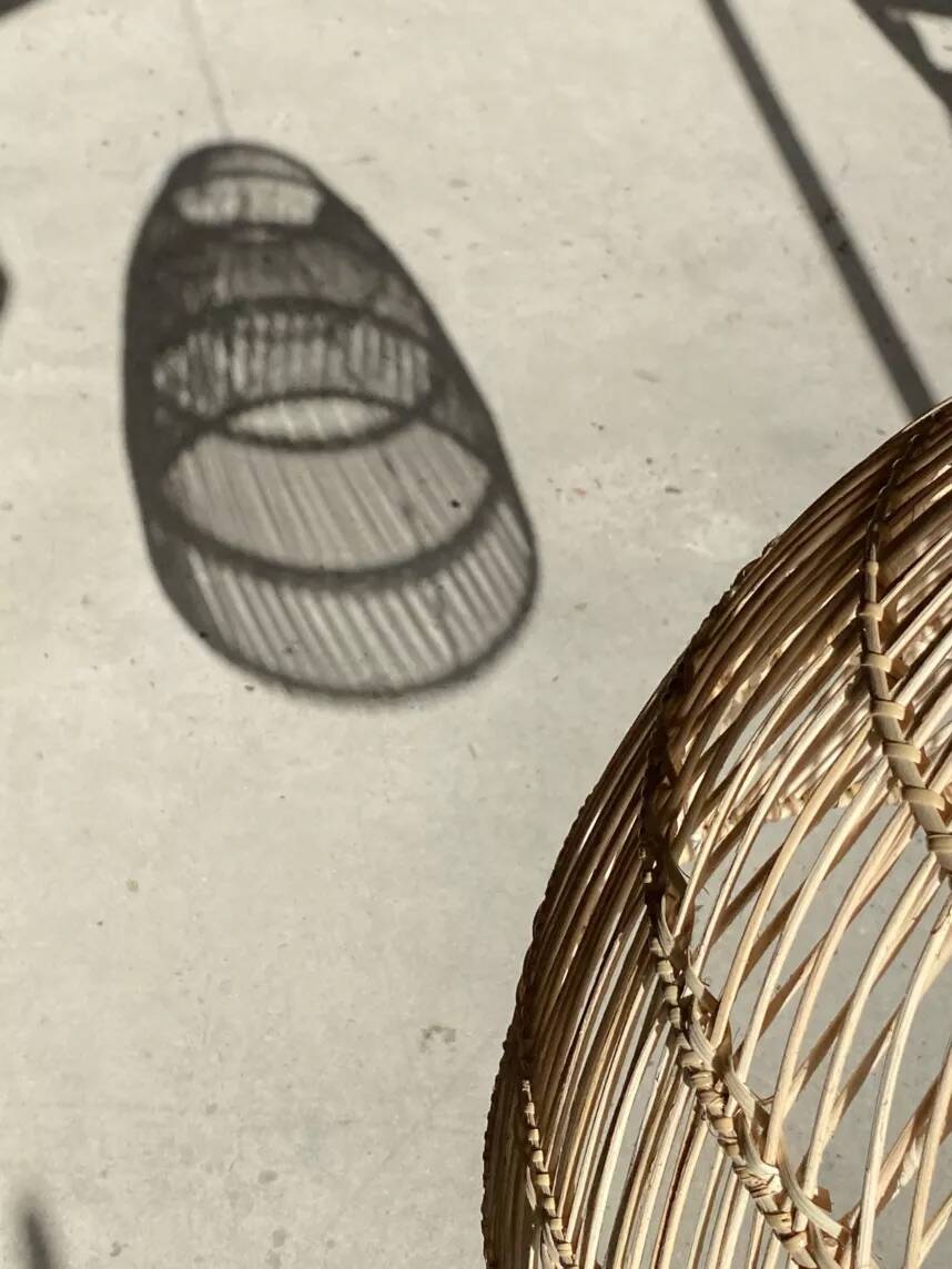 Bell-shaped rattan pendant or lampshade