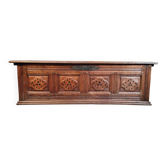 Coffre français ancien – Coffre de mariage en bois de cerisier du XVIIIe siècle de Dijon avec serrure et clé d'origine
