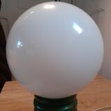 Small VINTAGE lamp in green lacquered wood and opaline